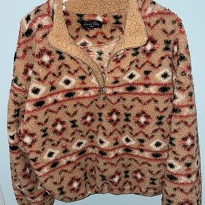 Quarter zip fuzzy hoodie